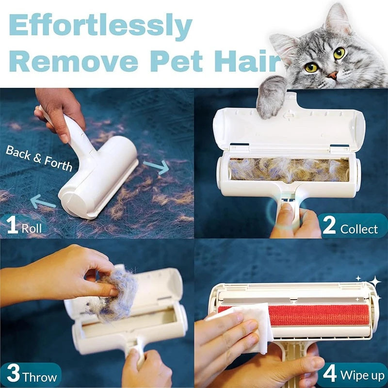 1PC Reusable Pet Hair Removal Mitts & Rollers For Cat & Dog-Self-Cleaning Lint Roller Set For Furniture Couch Carpet